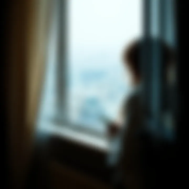 A timid person sitting by a window, looking pensively outside, with a notebook and pencil in hand, symbolizing their struggles with loneliness and friendship.