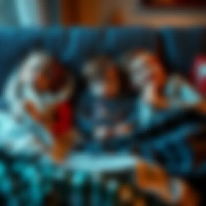 Three children resting on a couch, looking unwell with blankets covering them, showing signs of fatigue