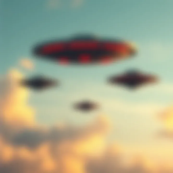 Three distinct types of unidentified aerial phenomena in the sky, showcasing variations in shape and color