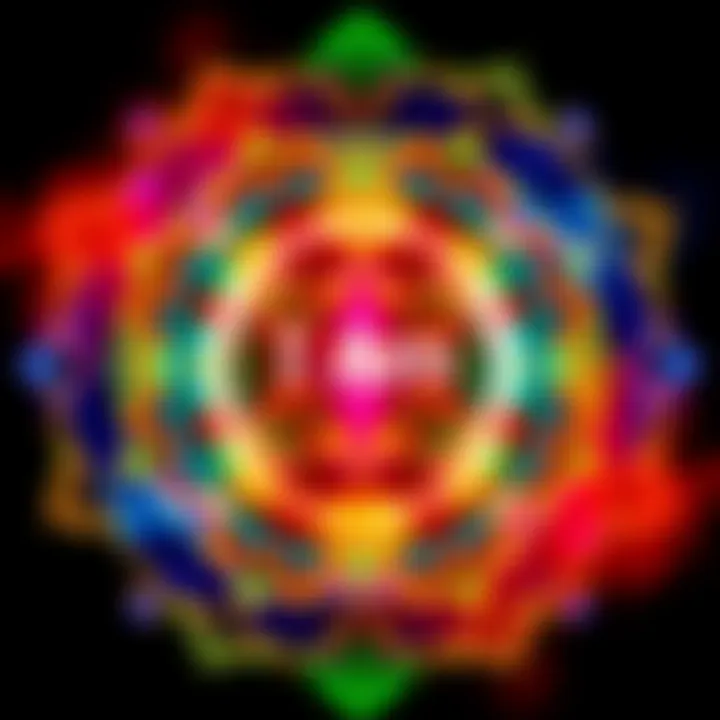 A colorful sigil featuring the words 'I Am' surrounded by abstract energy patterns