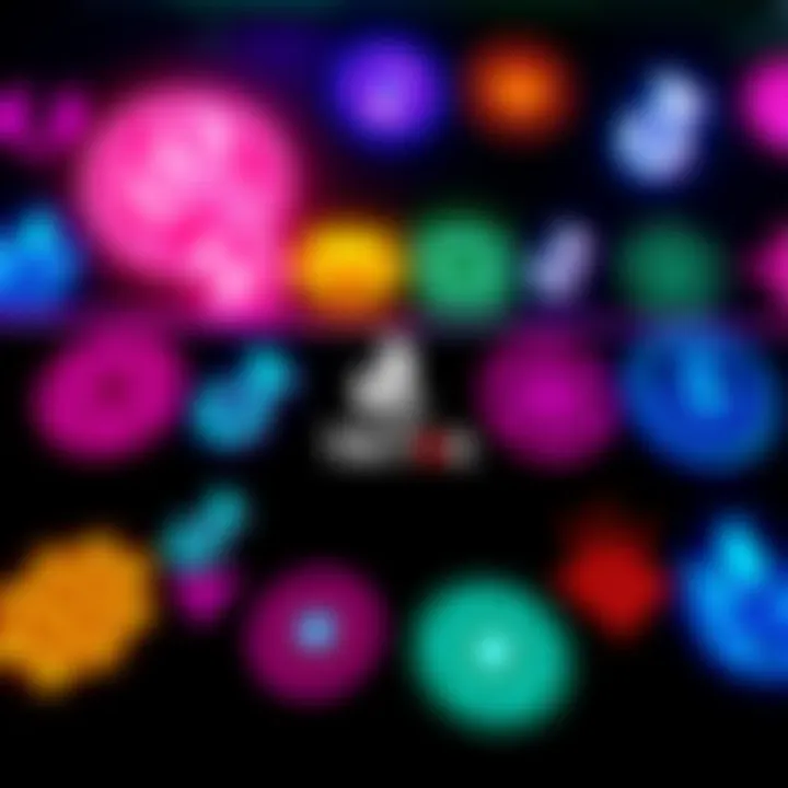 A collection of colorful sigils displayed as watermarks on various TikTok posts
