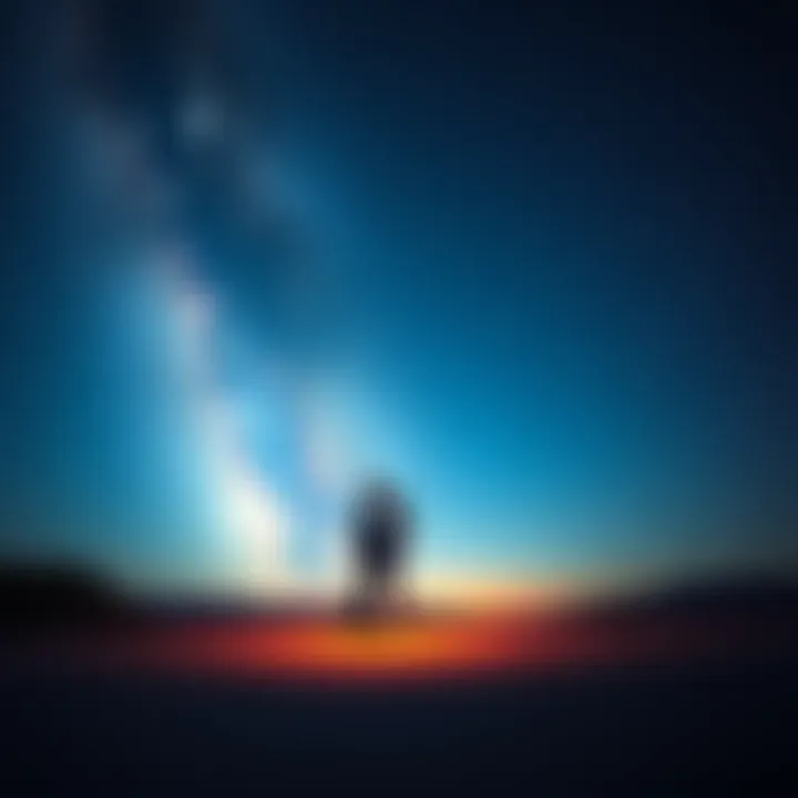 A couple walking hand in hand under a starry sky, symbolizing love and fateful encounters. Soft glowing lights surround them, representing signs of synchronicity.