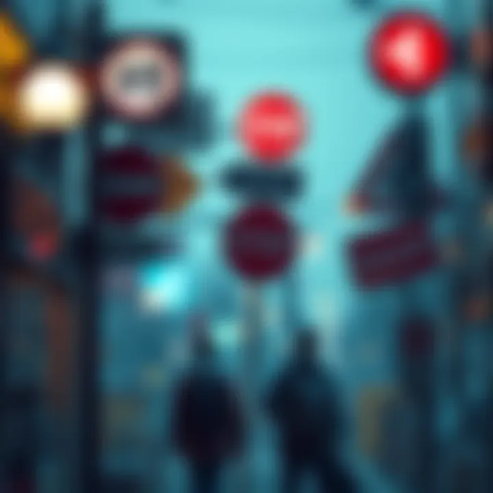 Various signs that people encounter in everyday situations, influencing their actions and decisions.