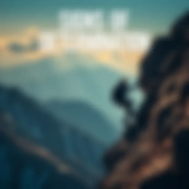 A determined person climbing a mountain, showcasing perseverance and ambition.