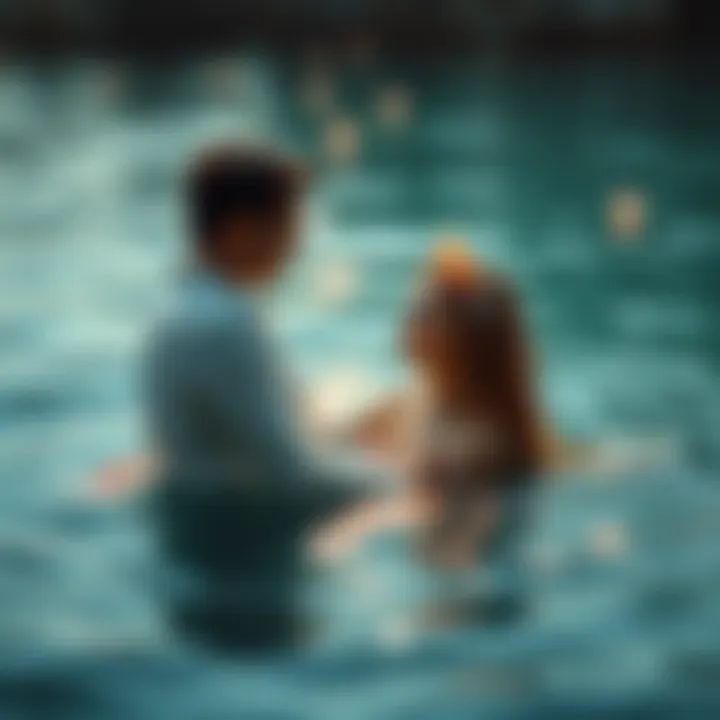 Signs of Love for Pisces A peaceful scene of a Pisces individual engaging with their partner, surrounded by water elements, symbolizing love and connection.