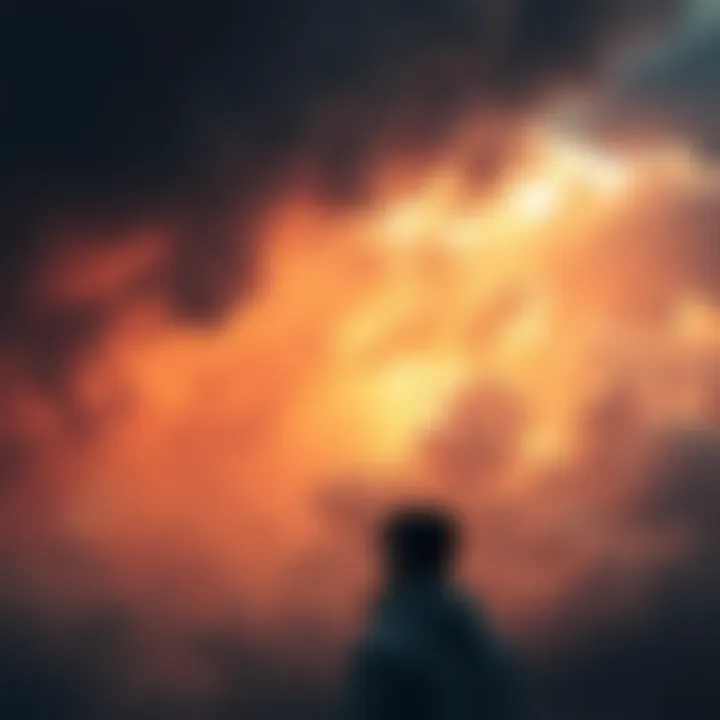 A person looking at dark clouds gathering in the sky, symbolizing uncertainty about the future.