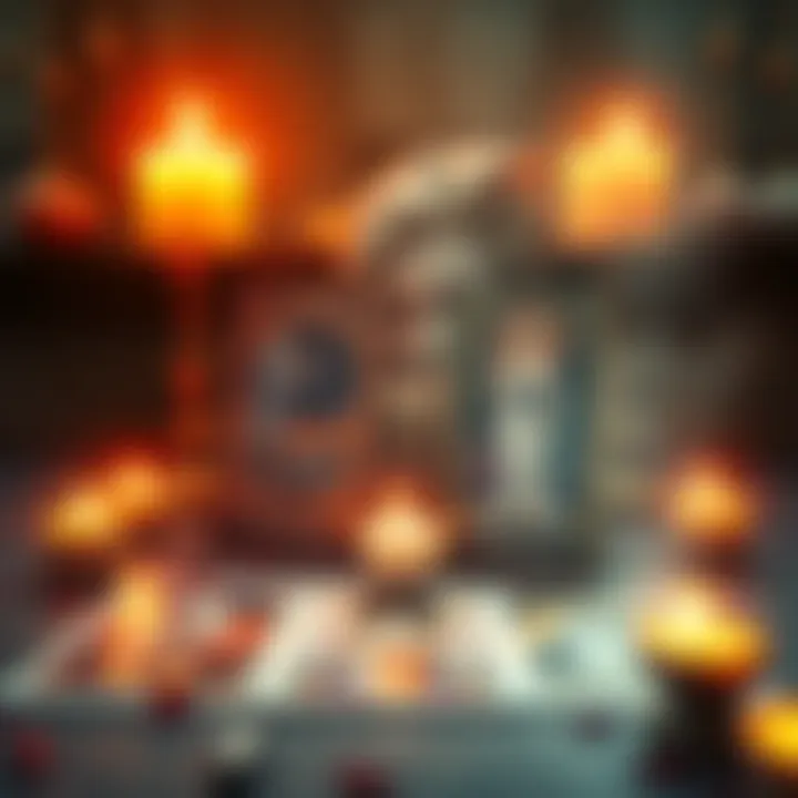 A tarot spread featuring The Wheel of Fortune and Strength cards, surrounded by warm light, symbolizing Sigyn's presence in daily life. A soothing atmosphere reflects personal experiences with her energy.