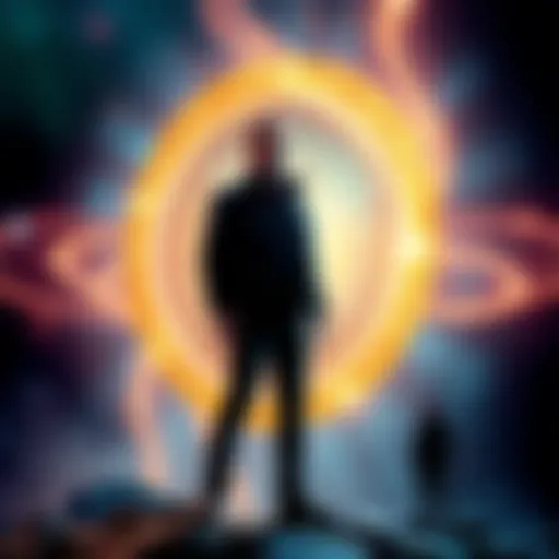 Silas Orven stands in front of a glowing portal representing a major reality shift by 2033, with swirling timelines around him.