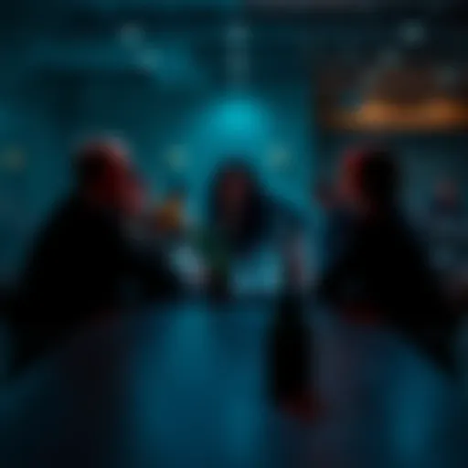 A group of people sitting in silence at a table, reflecting on their thoughts during a discussion.