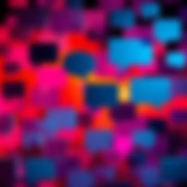 A visual representation of muted speech bubbles amidst vibrant colors, symbolizing the struggle for authentic expression online.