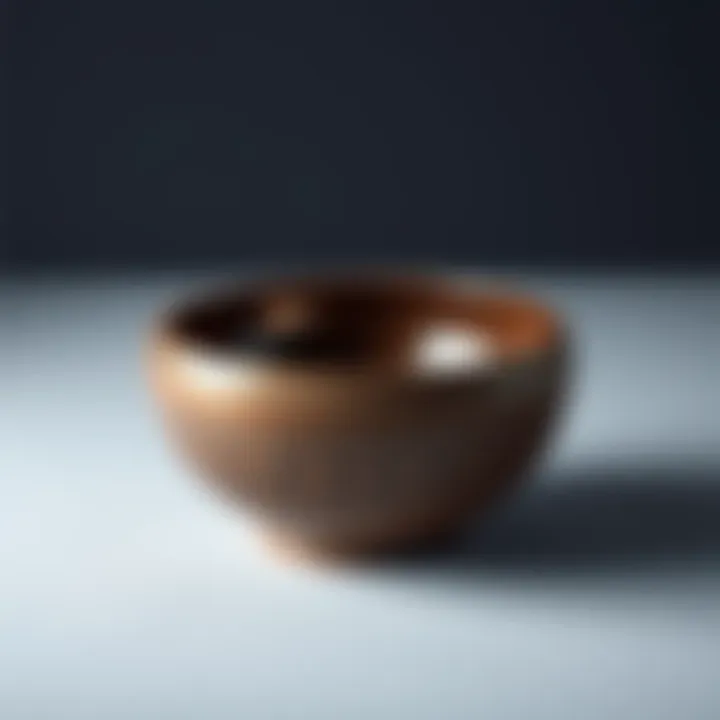 A close-up of a sound bowl that is not resonating, highlighting its smooth surface and lack of sound waves, with a soft background.