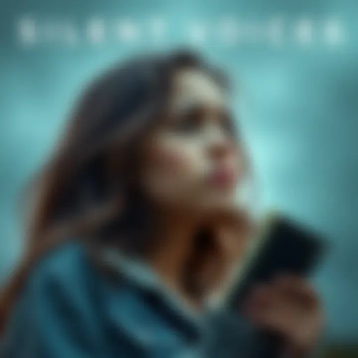 A young woman staring thoughtfully into the distance, holding a diary with a pen in her hand, symbolizing the struggles of abuse survivors to speak out.