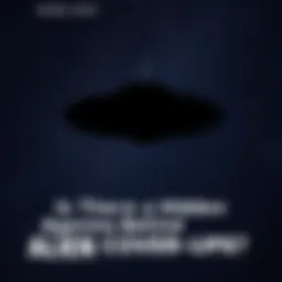 A dark silhouette of a UFO flying against a starry night sky, hinting at hidden alien encounters