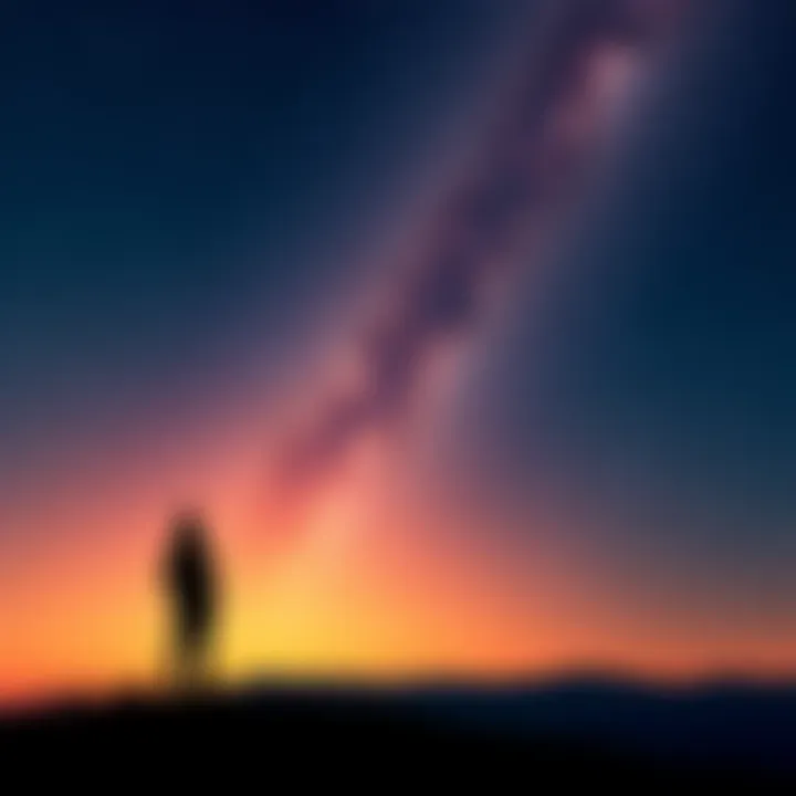 A person standing on a hill gazing at a starry sky, reflecting on life after death.