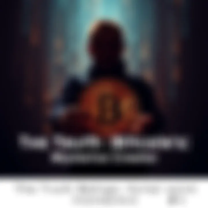 Silhouette of a person with a Bitcoin logo A dark silhouette holding a Bitcoin symbol against a backdrop of digital code