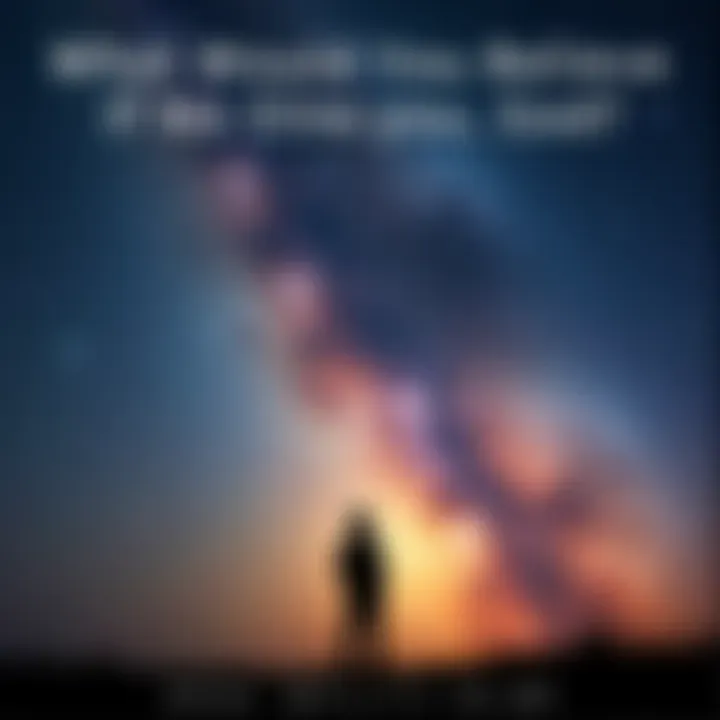 A person standing alone under a vast starry sky, contemplating deep questions about faith and existence.