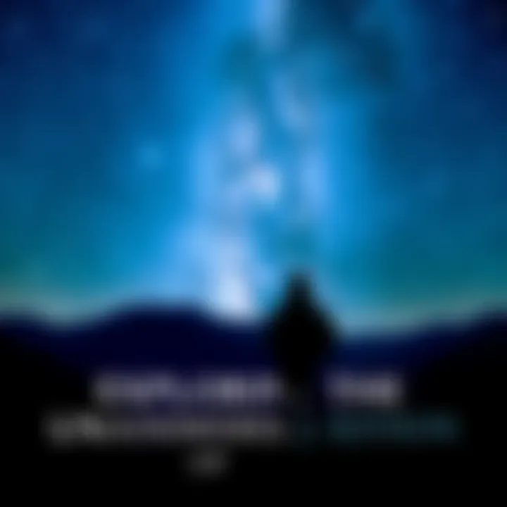 A person standing on a hill, gazing up at a starry night sky filled with bright stars, symbolizing reflection on existence.