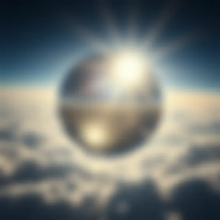 A bright silver orb sphere floating in the sky above Colombia, attracting the attention of onlookers and creating buzz on forums.
