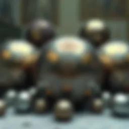 A collection of old paintings featuring silver spheres, highlighting their presence in various historical artworks.