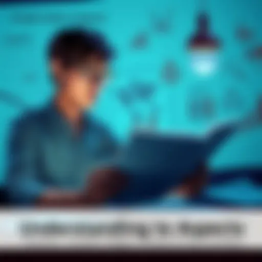 A beginner reading a guide about aspects, surrounded by basic diagrams and notes, looking engaged and curious.