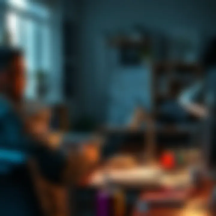 A person organizing a cluttered desk, showing the benefits of simplicity in workspaces.