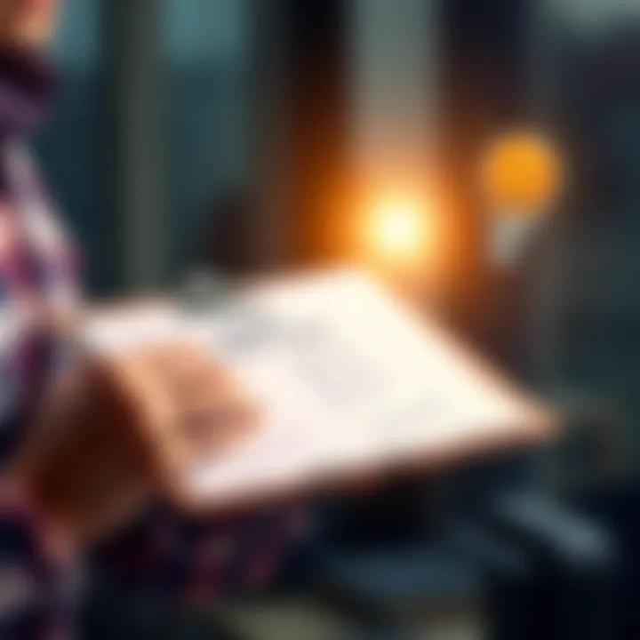 Simplifying Complex Tasks A person organizing tasks on a clipboard with a light bulb symbolizing ideas and efficiency.