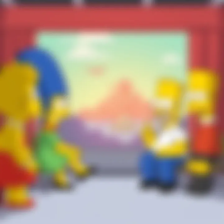 A scene from The Simpsons showcasing characters discussing a location resembling Epstein Island.