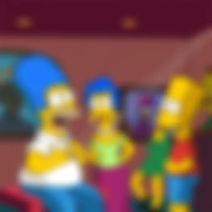 The Simpsons characters Homer, Marge, and Bart animatedly discussing their predictions about real-life events