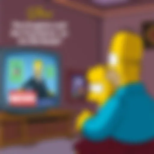 The Simpsons characters Homer and Marge Simpson gazing at a TV showing news about recent events and predictions.