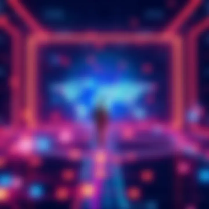 Simulated Reality Concept A representation of a digital universe merging with human emotions, showing interconnected paths symbolizing meaningful choices, with a backdrop of stars and light patterns.