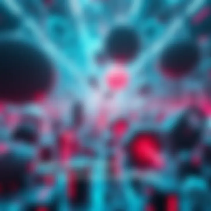 A digital world representing an AI-generated reality with various abstract shapes and colors, suggesting an artificial environment.