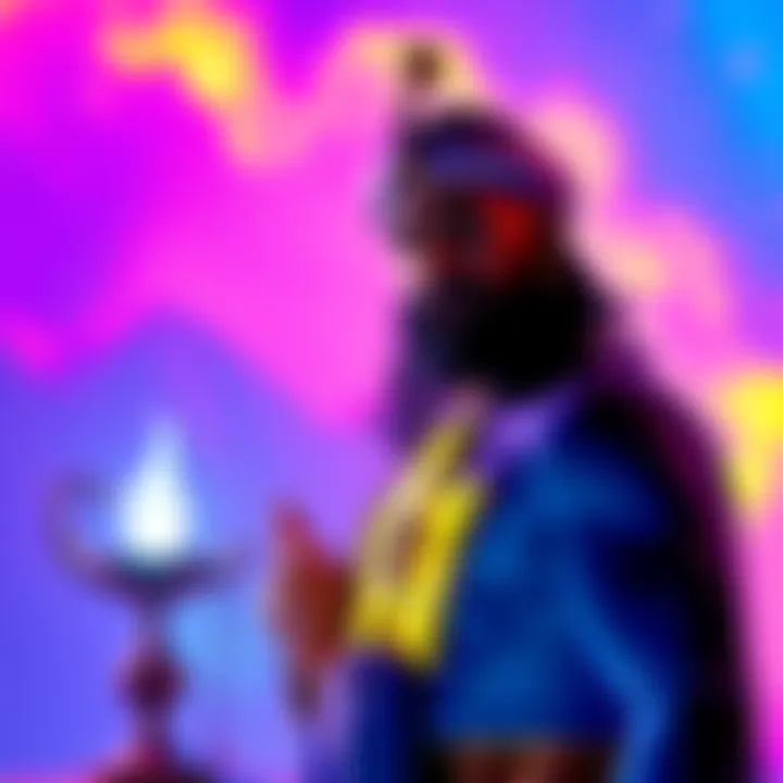 Sinbad as Genie from Shazam A scene depicting a character resembling Sinbad, dressed as a genie, with a vivid background and a magical lamp nearby.