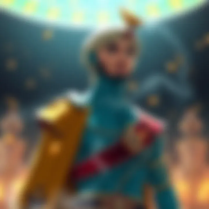 A creative illustration of a genie with a turban and colorful outfit, resembling a character from a fantasy film, in a magical background.