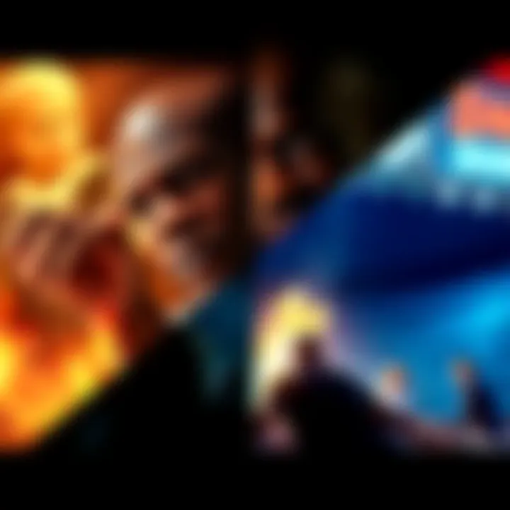 A split-screen image showing a scene from Sinbad's movie 'Shazaam' next to a scene from Shaquille O'Neal's movie 'Kazaam', highlighting the similarities and differences.