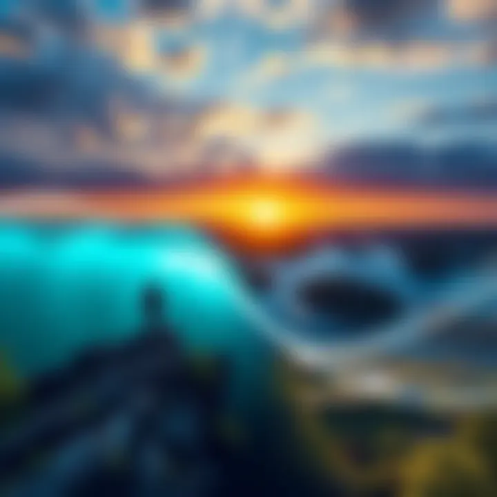 A graphic showing sine wave patterns overlaid on images of nature, representing cycles of growth and decline in life and the universe.