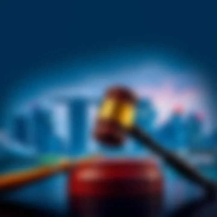 A gavel with a background of Singapore's skyline, symbolizing the new law making vaccination refusal a crime.