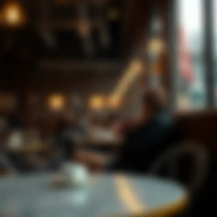 A person sitting alone at a coffee shop, looking contemplative and reflecting on relationship struggles. The setting is cozy but the mood feels heavy with thoughts of breakups.