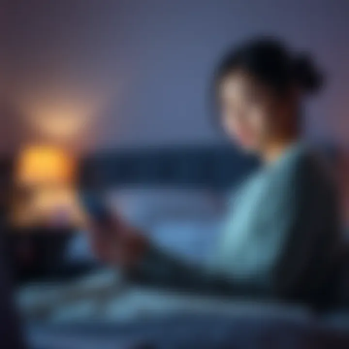 A young woman sits on her bed, staring at her phone with a puzzled expression as strange messages appear on the screen.