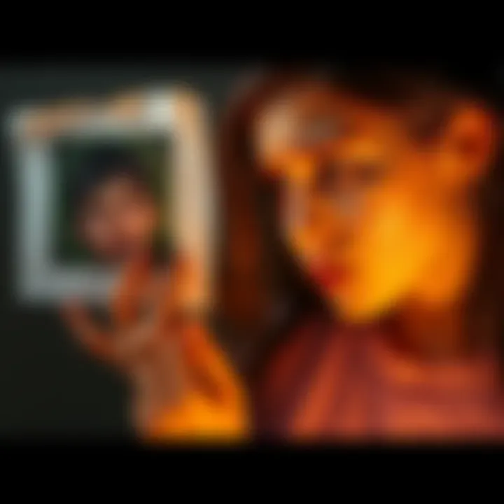 A young woman looks distressed while staring at a photo of her brother, hinting at her deep emotional connection and the mystery of his death.