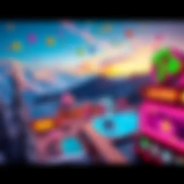 A colorful dream world depicting a ski resort with snowy slopes, a tropical beach, and a vibrant casino scene dotted with lights and excitement.