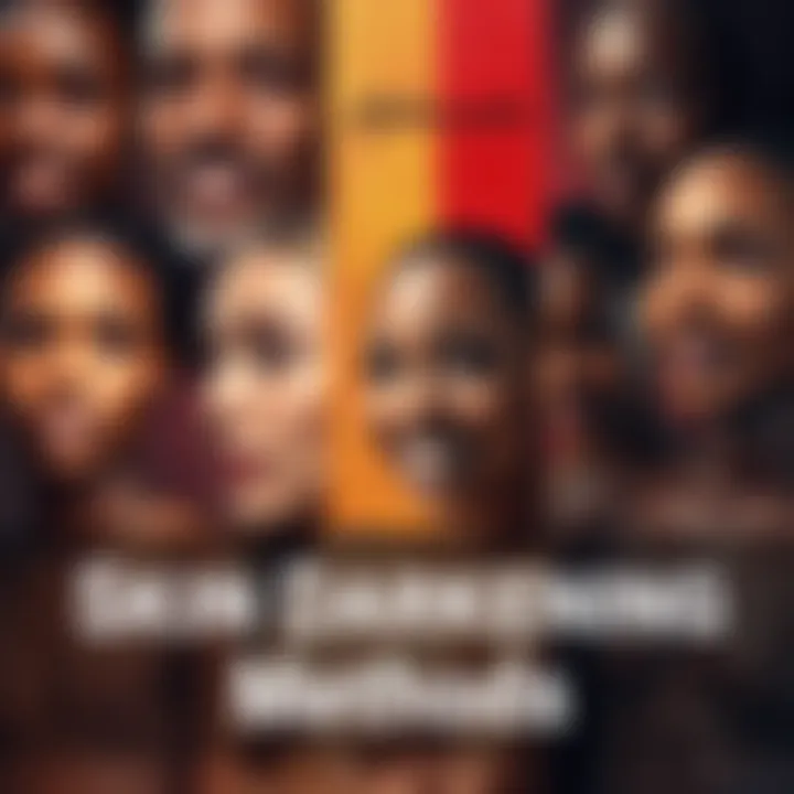 A collage showcasing various skin tones with affirmations in a colorful background.