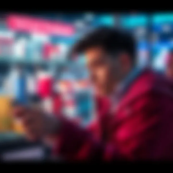 A person looking concerned while scrolling through skincare products on TikTok Shop, with products displayed on screen.