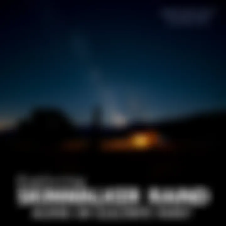 A nighttime view of Skinwalker Ranch with stars shining above and dark silhouettes of trees, hinting at mysterious happenings.