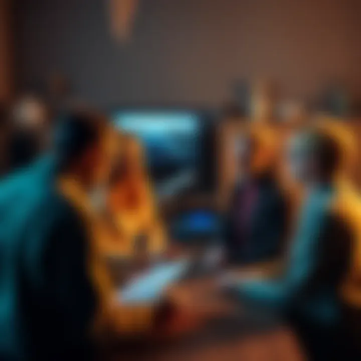 A group of people discussing the authenticity of the Skinwalker Ranch show, with notes and a TV in the background.