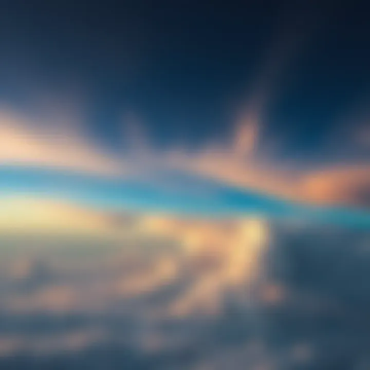 A photograph showing unusual cloud formations and colors taken from a plane above the Arizona-California border