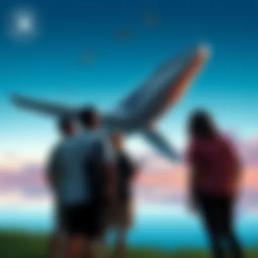 Residents discussing unusual sky whale images in a neighborhood group chat