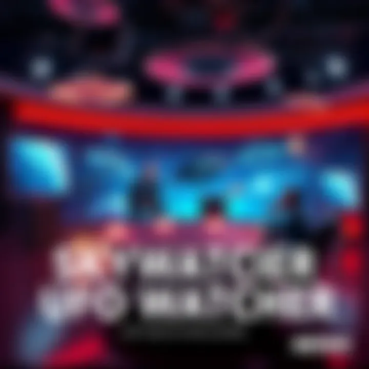 Skywatcher discussing UFOs J2, the Skywatcher, sitting in a studio discussing UFO truths on a podcast, surrounded by space-themed decorations