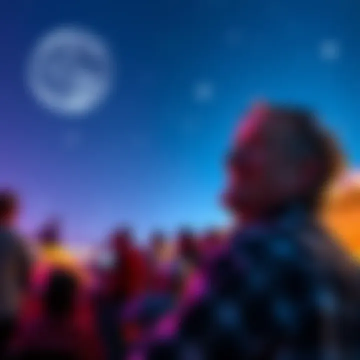 Chris Bledsoe leads a skywatching event, showing large orbs in the night sky at the Azalea Festival in North Carolina.