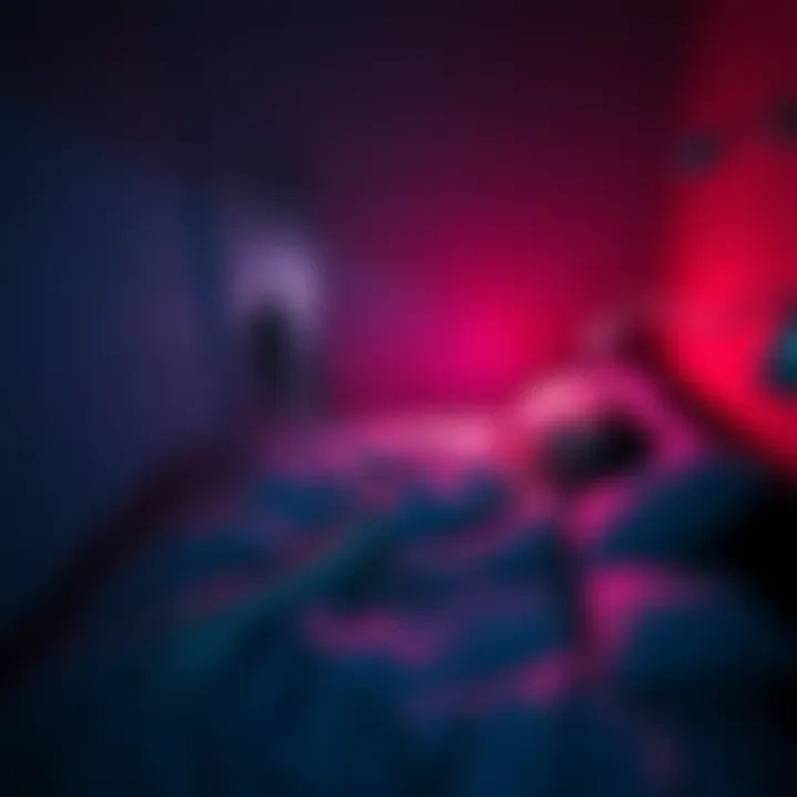 Sleep Paralysis Encounter A person lying in bed with a shadowy figure looming in the corner, depicting a moment of sleep paralysis.