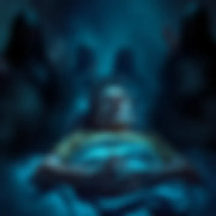 A person lying in bed with a frightened expression, unable to move, surrounded by shadowy figures and an eerie atmosphere.